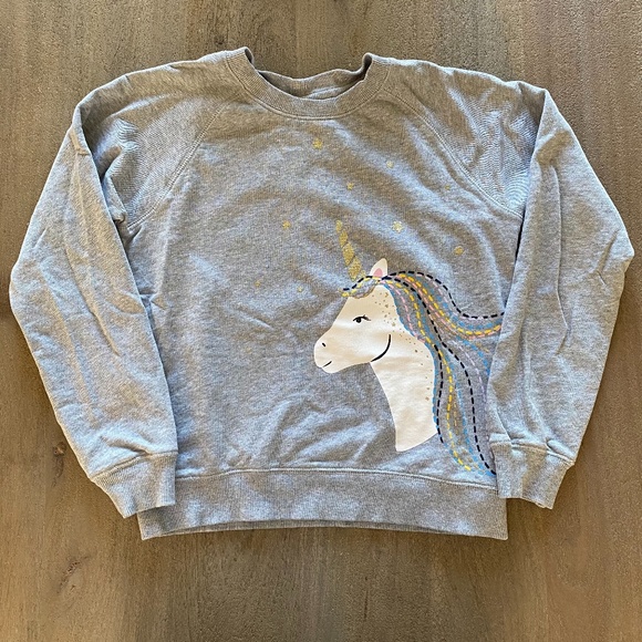 Hanna Andersson Unicorn Sweatshirt Gray Siz3 10 -e - Picture 1 of 6